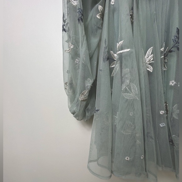 ASOS EDITION Petite Floral Beaded Mesh Dress Size: 4 - Picture 11 of 17